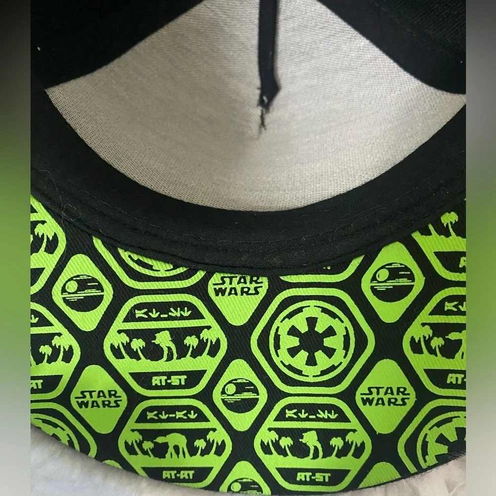 2016 Star Wars Black Stormtrooper Neon Green Hat Flat Bill Adjustable SnapBack